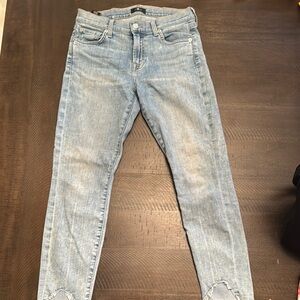 Blue Skinny Jeans with Distressed Look